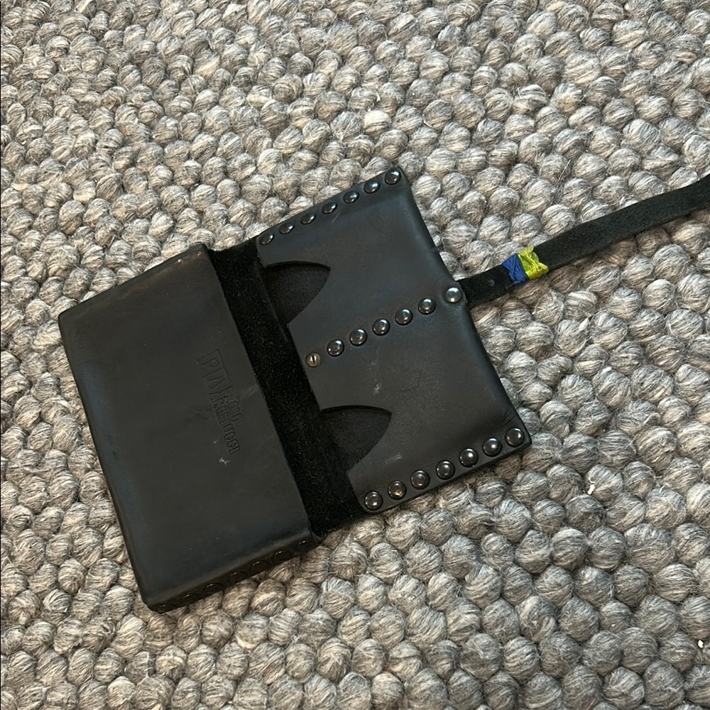 Paolo Angelucci Handmade Black Leather Studded Long Wallet